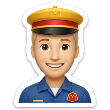 caucasian male McDonald's worker sticker