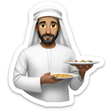 Sheikh holding a plate in his hand sticker