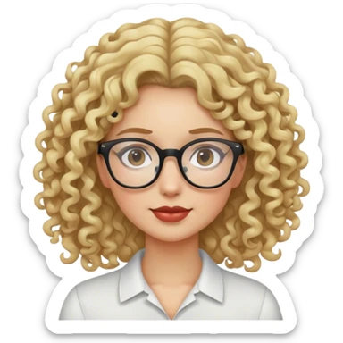 Curly blonde hair woman with glasses sticker