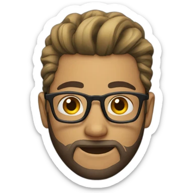 a person with man bun, short beard and glasses sticker