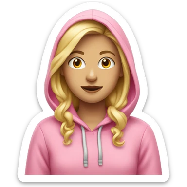blonde girl in a pink hoodie  sticker