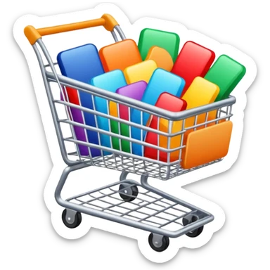 shopping cart full of colorful items sticker