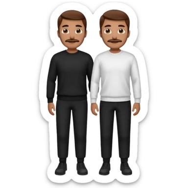 man with mustache, brown hair, 33years old, shirt, high temple Black pullover with a white shirt underneath and black fabric trousers 👕🖤👖 sticker