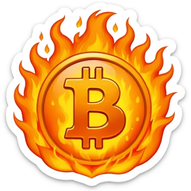 Bitcoin on fire sticker