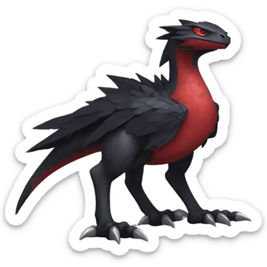 cool edgy black and red Dark-type nargacuga Pokémon full body sticker