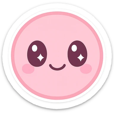 pink sticker, bubblegum pink, smiley face, kawaii style sticker