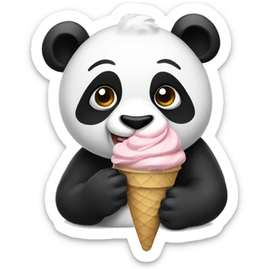 Panda eating ice cream sticker