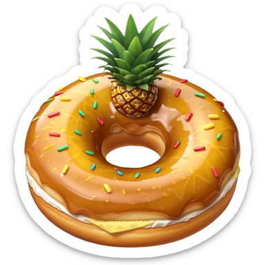 Donut with pineapple sticker