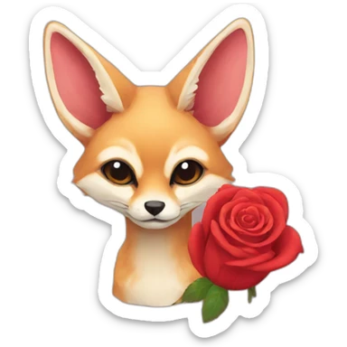 red fennec with rose sticker