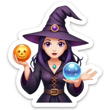 Beautiful Witch with magic ball sticker