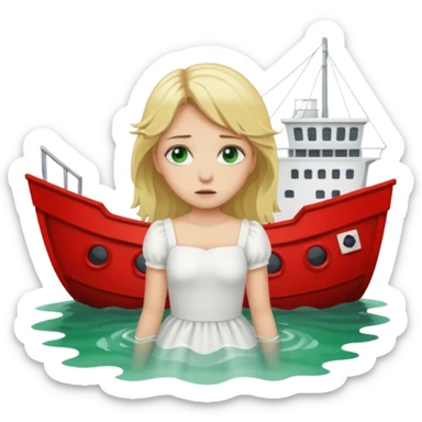 sad depressed weak cs major who is a pretty girl with blond hair and green eyes drowning on ship sticker
