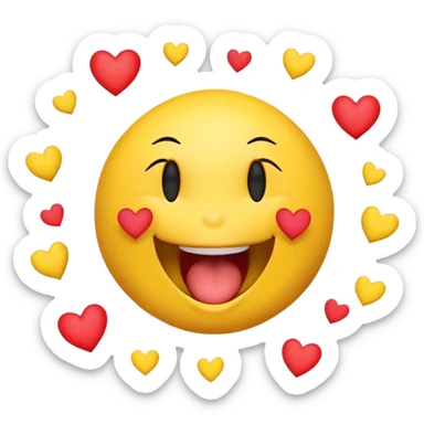 A smiley face with hearts around the head yelling I love you! sticker