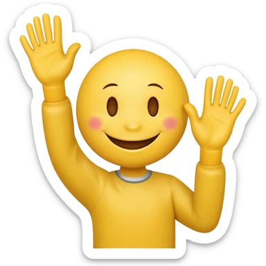 Smiley face with hands waving  sticker