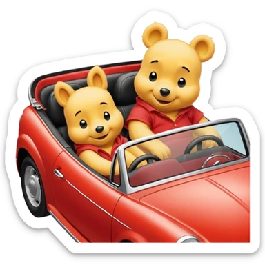 Winne the Pooh riding a car sticker