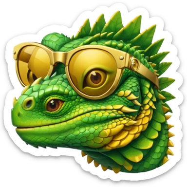 iguana head with golden sunglasses sticker