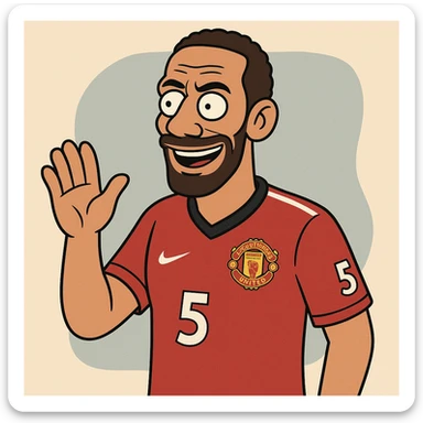 Rio Ferdinand, football icon, cartoon style sticker
