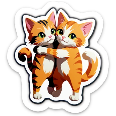 2 cats hugging sticker