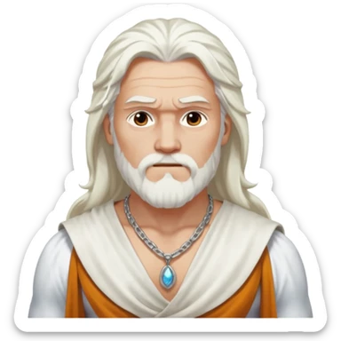 Odin with long white hair, white loincloth, shirtless with necklace sticker