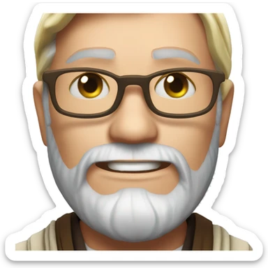 obi wan kinobi smile face with glasses hear face sticker
