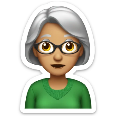 70-year-old mom with a gray bob who is turning off the Christmas tree lights sticker