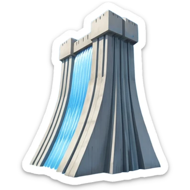 dam, with blue water sticker