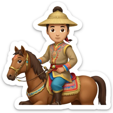 mongolian man on horse sticker