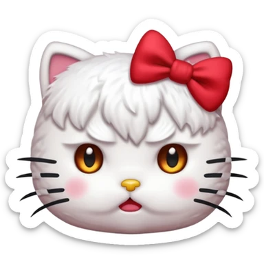 hello kitty with furrowed brows, angry expression sticker