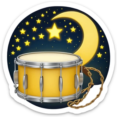 crescent moon and drum together sticker