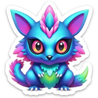 Dark bright neon colorful edgy exotic Fakémon-Pokémon-Vernid-creature sticker