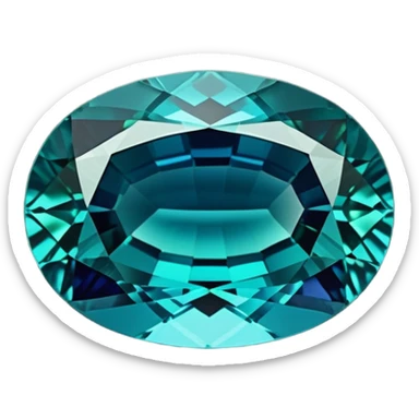 Oval cut indicolite tourmaline showing rich blue color with slight green undertones sticker
