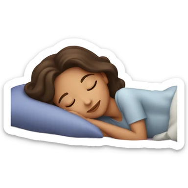 Brunette girl sleeping in the bed sticker