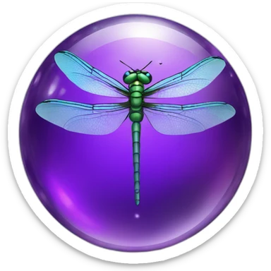 dragonfly inside a purple crystal orb sticker