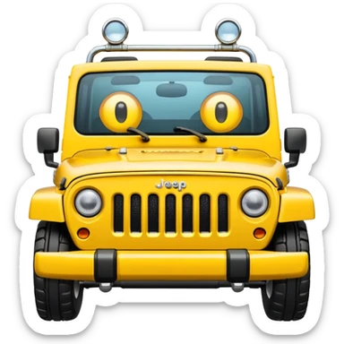 Jeep with face tongue sticking out with crazy eyes sticker