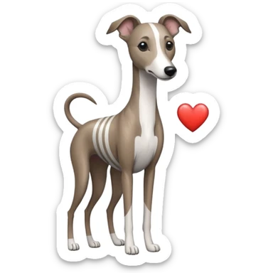 brindle stripes grey whippet heart sticker