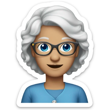 Blue eyes younger grandma with long gray hair and sunglasses  sticker