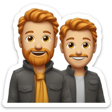 Homme roux avec un homme brin qui s’amuse  sticker