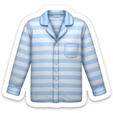 emoji of an isolated striped pajama top, light grey and pastel blue vertical stripes, button-down long sleeves, neatly folded flat-lay, no person, no body, no mannequin, cozy winter nightwear mood, soft shading, clean simple shape sticker