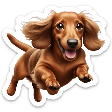 Brown long haired dachs jumping agility sticker
