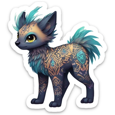 cute Kawaii edgy ethereal shy epic fantasy animal fursona Fionbri creature by griffsnuff & LiLaiRa & Falvie with exotic colors with intricate patterns full body sticker