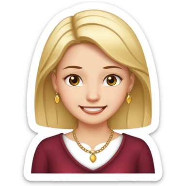 Female with Gold Necklace, fair skin, different expressions sticker