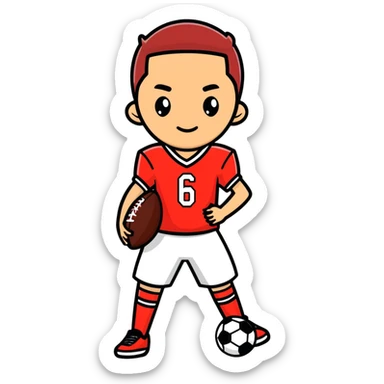 Very skinny football player wearing number 6 red jersey  sticker