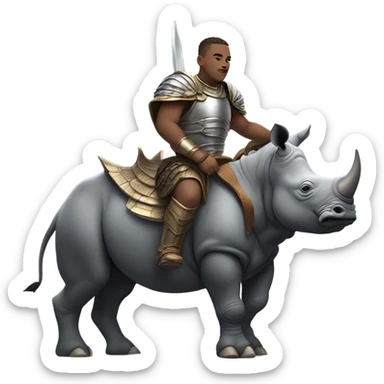 Warrior riding on top of a rhino sticker