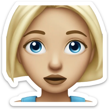 blonde girl blue eye blowing a kiss sticker