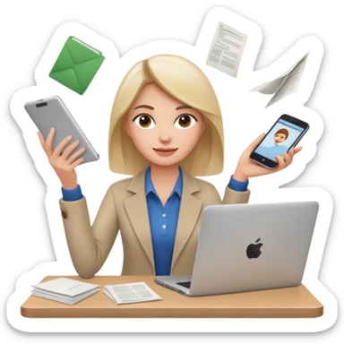 female digital marketer juggling all the responsibilities at bookeasy sticker