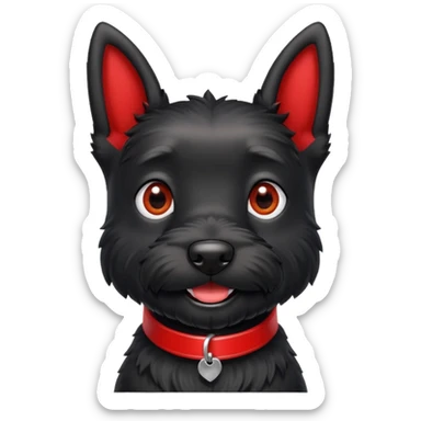 Black Scottie dog with red collar smiling  sticker