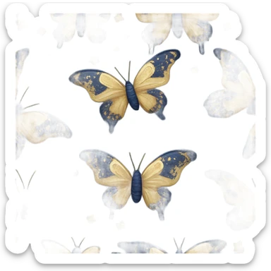 navy blue and gold butterfly sticker