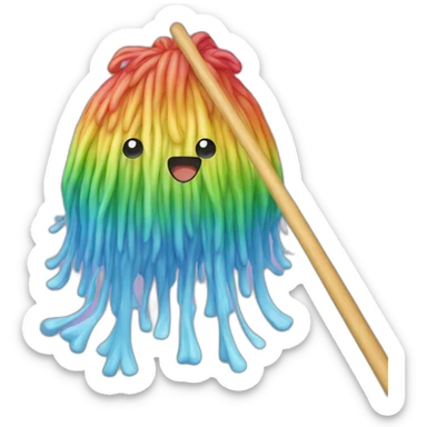 mop with rainbow background sticker