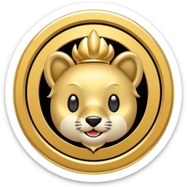 gold token emoji style with simple rim, mascot head only, minimal details, no shadows, centered, transparent background sticker