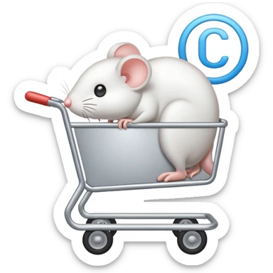 a mouse white cursor clicking on a cart icon sticker