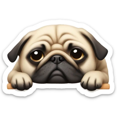 a pug sleeping  sticker